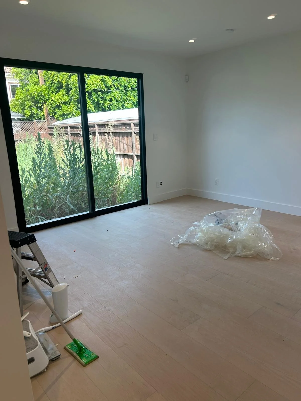 New room cleaned after construction with floors dust-free